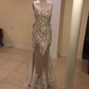 Prom/evening beautiful tan and ivory dress.